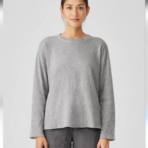 EILEEN FISHER Double Layer Organic Cotton Crew Neck Top Super Soft L